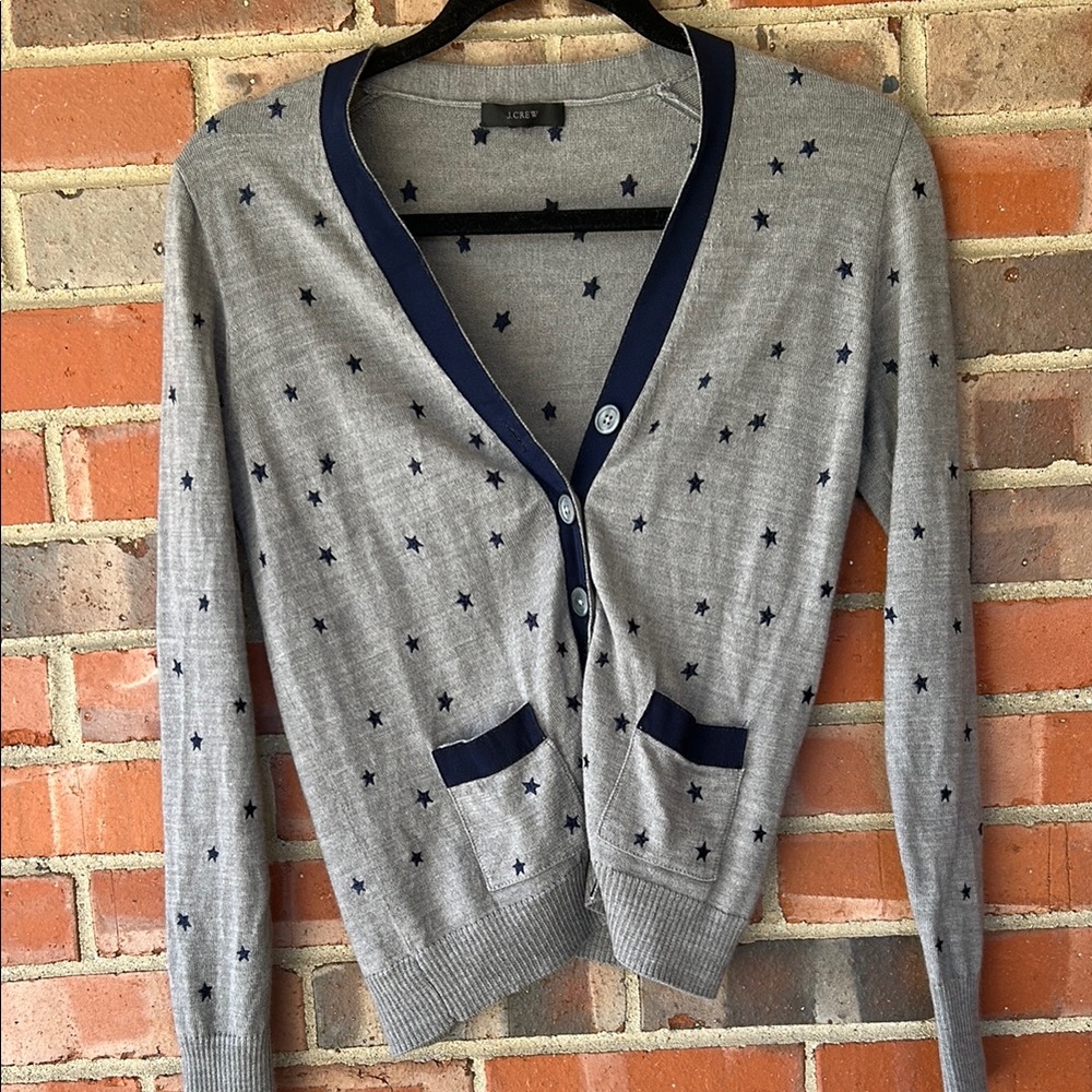 J. Crew Gray and Blue Star Sweater
